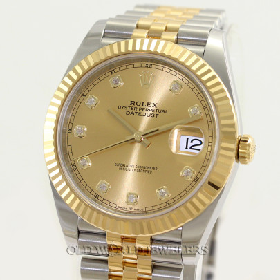 Rolex Datejust 41 Ref 126333 Steel 18KYG Champagne Diamond Dial